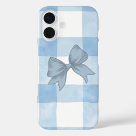Mooie blauwe geruite strik iPhone hoesje. 16 Hoesje