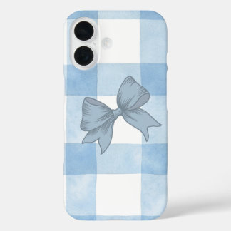 Mooie blauwe geruite strik iPhone hoesje. 16 Hoesje