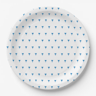 Mooie Blauwe Hartjes Patroon Feest Papieren Bord