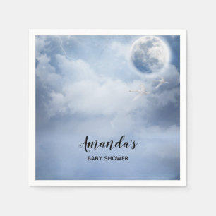 Mooie blauwe hemel met Baby shower voor vliegende  Servet