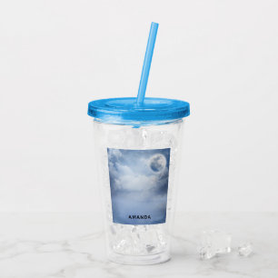 Mooie blauwe hemel met vliegende zwanen acryl drinkbeker