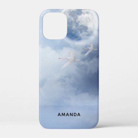 Mooie blauwe hemel met vliegende zwanen Case-Mate iPhone case (Achterkant)