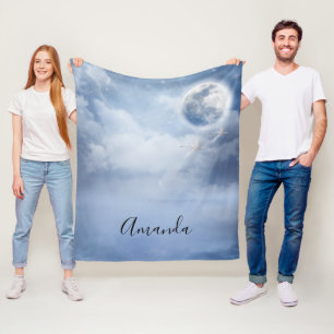 Mooie blauwe hemel met vliegende zwanen fleece deken