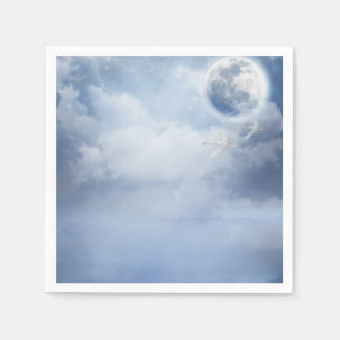 Mooie blauwe hemel met vliegende zwanen servet