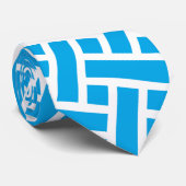 Mooie Blauwe Heringbone  Stropdas (Opgerold)