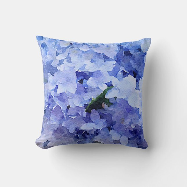 Mooie blauwe hortensia-werpkussen. kussen (Voorkant)