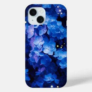 Mooie Blauwe Hydrangea Bloemen in Nacht
