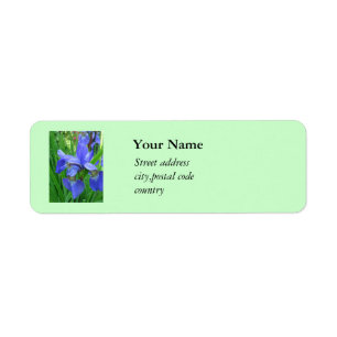 mooie blauwe irisbloemen etiket