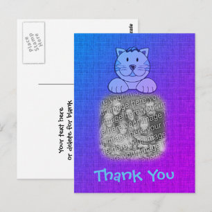 Mooie Blauwe Kat Foto Bedankt Briefkaart