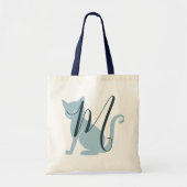 Mooie Blauwe Kat Monogram Tas (Voorkant)