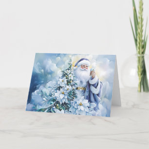 Mooie Blauwe Kerstman Dekbed Vakantiekaart Aanpass Feestdagen Kaart