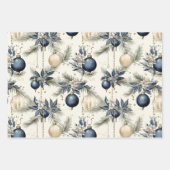 Mooie blauwe kerstmix inpakpapier vel (Voorkant)