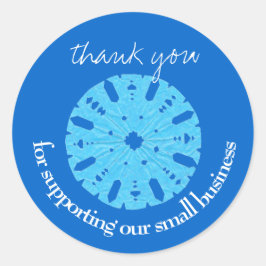 Mooie blauwe klant bedankt ronde sticker