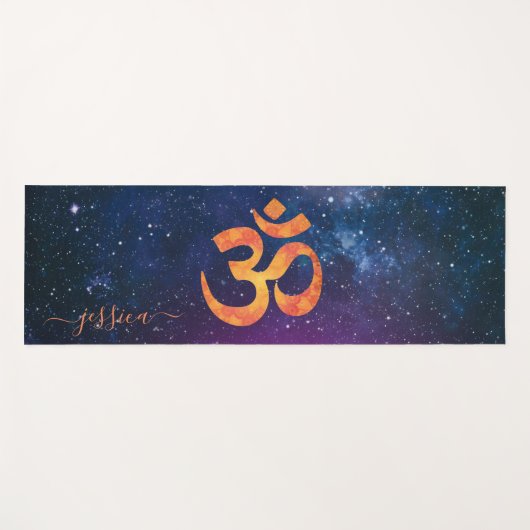 Mooie Blauwe Kosmische Galaxy OM Aangepaste Naam Yogamat (Voorkant (horizontaal))