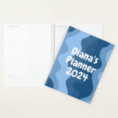 Mooie blauwe krommen Stripes kleurrijk Vette KUSTM Planner (Display)