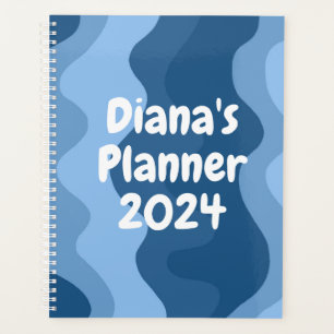Mooie blauwe krommen Stripes kleurrijk Vette KUSTM Planner