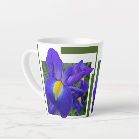 Mooie blauwe, latte Mok voor Iris-design (Linkerhoek)