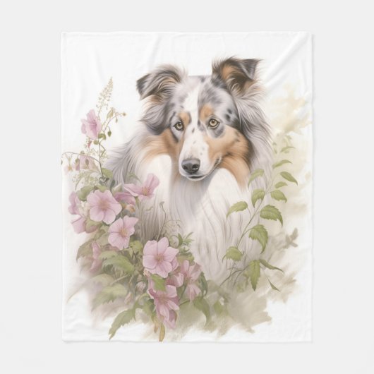 Mooie blauwe Merle Sheltie Fleece Deken (Voorkant)