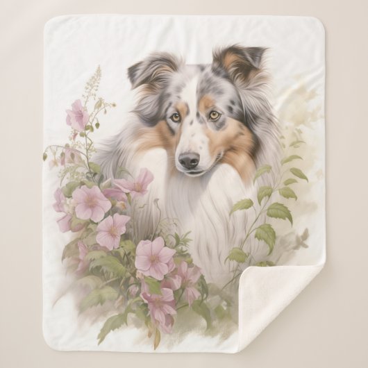 Mooie blauwe Merle Sheltie Sherpa Deken (Voorkant)