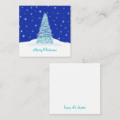 Mooie Blauwe Mini Kerstboom Notitiekaartje (Voorkant / Achterkant)