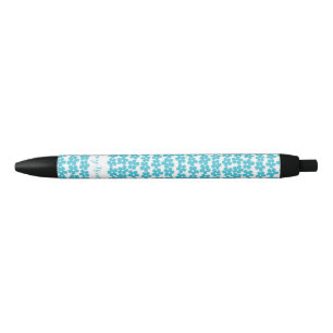 Mooie Blauwe Minimalistische Madeliefjes Bloemnaam Zwarte Inkt Pen