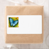 Mooie blauwe Morpho vlinder mailing labels (Insitu)