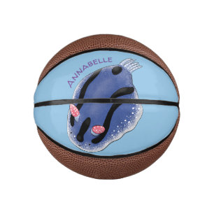 Mooie blauwe naaktfoto cartoon basketbal