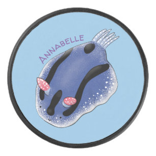 Mooie blauwe naaktfoto cartoon hockey puck