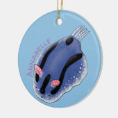 Mooie blauwe naaktfoto cartoon keramisch ornament (Links)