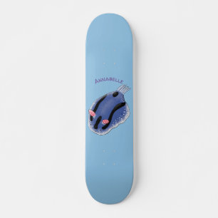 Mooie blauwe naaktfoto cartoon skateboard