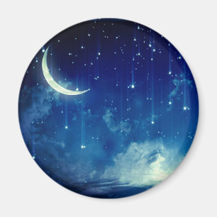 Mooie blauwe nachthemel en halve maan magneet