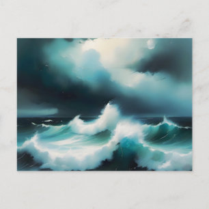 Mooie Blauwe Oceaan golven schilderij Briefkaart