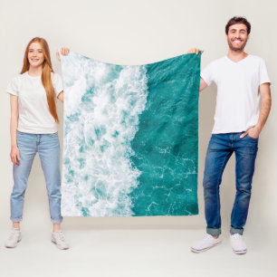 Mooie blauwe oceaangolven fleece deken