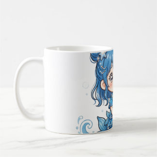 Mooie Blauwe Ocean Meermin Meisje T-Shirt - Kawaii Koffiemok