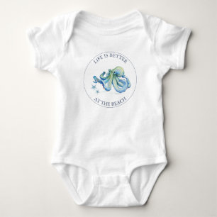 Mooie blauwe octopus baby jongens romper