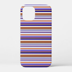 Mooie blauwe oranje strepen iPhone 12 mini hoesje