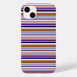 Mooie blauwe oranje strepen Case-Mate iPhone 14 plus hoesje