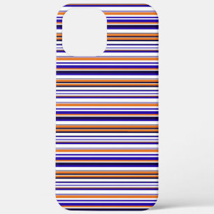 Mooie blauwe oranje strepen iPhone 12 pro max hoesje