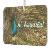 Mooie blauwe pacock met open staartopperen luchtverfrisser (Links)