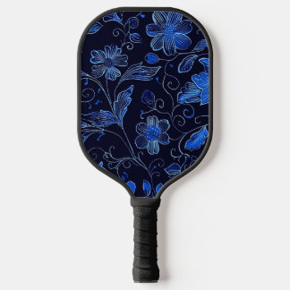 Mooie Blauwe Pro Bloemige Pickleball Paddle