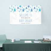Mooie Blauwe Regendruppels Baby Shower / Strooi We Spandoek (Beurs)