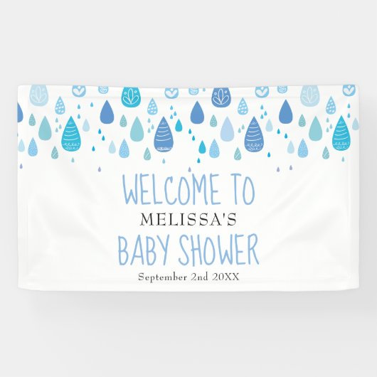 Mooie Blauwe Regendruppels Baby Shower / Strooi We Spandoek (Horizontaal)