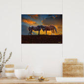 Mooie Blauwe Roan en Palomino-paarden Poster (Keuken)