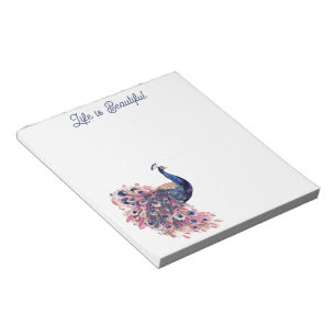 Mooie Blauwe Roze Marine Blauwe Pauw Notitieblok