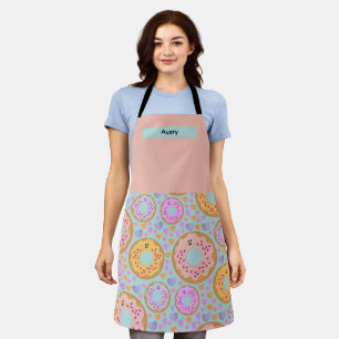 Mooie Blauwe Roze Pastelkleurige Donuts & Hartjes Schort