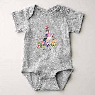 Mooie Blauwe Roze Vogel Bloemige Baby Bodysuit