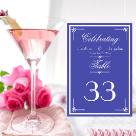 Mooie blauwe script namen klassieke chique bruilof kaart