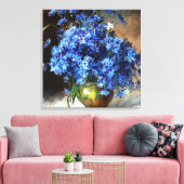 Mooie blauwe sierbloemen canvas afdruk (Insitu (Woonkamer))