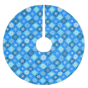 Mooie blauwe sneeuwvlok patronen ontwerp kerstboom rok