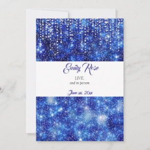 Mooie, Blauwe Sparkle Glitter, Bat Mitzvah Kaart